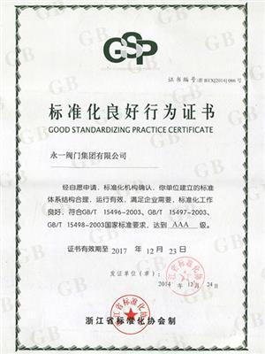 標(biāo)準(zhǔn)化良好行為證書
